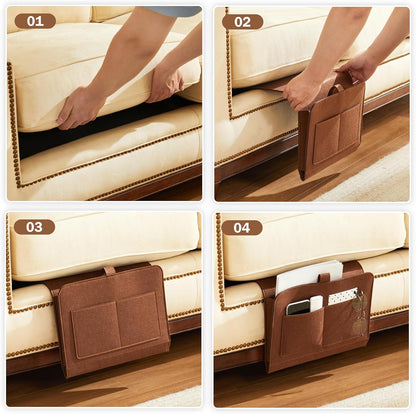 YOUDENOVA Bedside Caddy, Bedside Organizer for Dorm Room, Bunk Bed, Grey