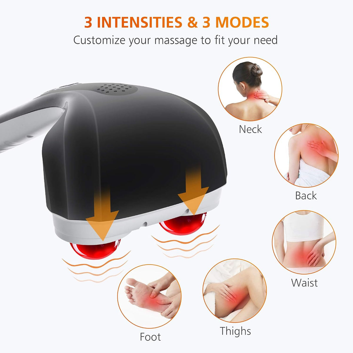 Snailax Cordless Handheld Back Massager with Heat, Percussion, Rechargeable
