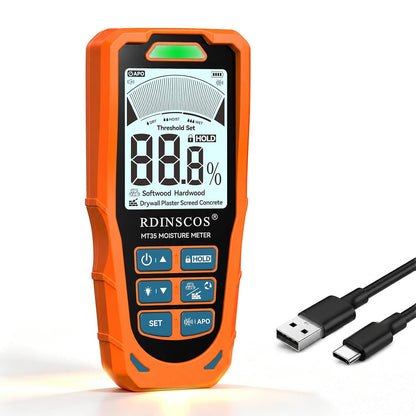 RDINSCOS Pinless Moisture Meter for Wood & Wall | Digital Moisture Detector, Flooding Detection, High Humidity Detection, For Walls, Floor, Masonry