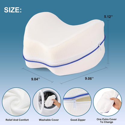 Knee Pillow for Side Sleepers Leg Memory Foam Pillow Side Sleeping Soothing Relief for Back, HIPS, Knees, Joints, Nerves and Muscle Discomfort Relief (Grey, Small)