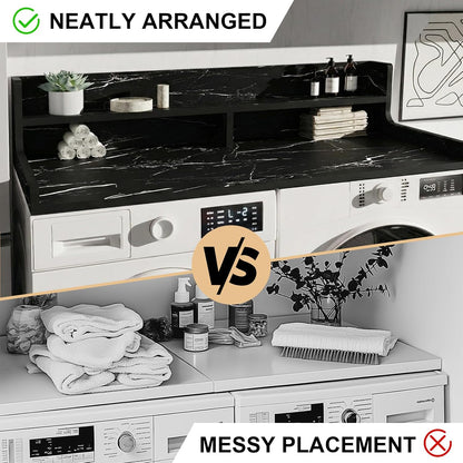Washer Dryer Countertop, 54" x 27.55" 2-Tier Washer Dryer Topper with Edge, for Laundry Room Organization Oak