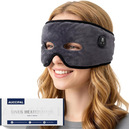 Cordless Heated Face Mask for Sinus Pressure, 2500mAh Rechargeable Face Heating Pad for Sinuses with 4 Heat Levels & 4 Time Settings, Adjustable Portable Electric Warm Compress Sinus Mask (Grey)