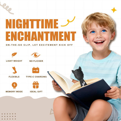 Rechargeable Kids Book Light, Cute Bookmark Reading Light for Kids, Dimmable Portable LED Book Light for Reading in Bed, Eye-Caring Bedtime Reading Lamp for Children & Travel, Brown
