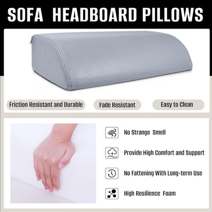2PCS Sofa Couch Back Cushions, Backrest Support Pillow for Elderly,Extra Large Thick Lumbar Support Pillow for Home (6x24x13.2 in, Linen, Medium Grey)