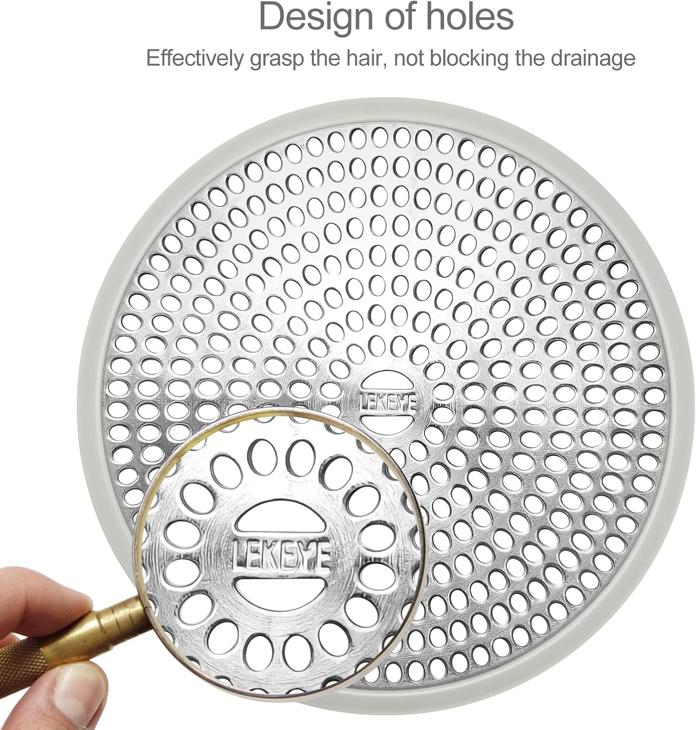 LEKEYE Shower Drain Hair Catcher/Strainer/Stainless Steel and Silicone