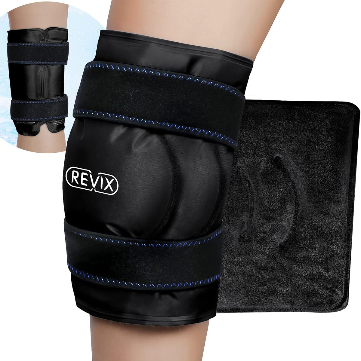 REVIX XL Knee Ice Wrap Around Entire Knee, Gel Ice Pack for Muscle Ache, Cold Pack to Reduce Discomfort and Promote Flexibility, Soft Plush Linings, Purple