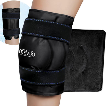 REVIX XL Knee Ice Wrap Around Entire Knee, Gel Ice Pack for Muscle Ache, Cold Pack to Reduce Discomfort and Promote Flexibility, Soft Plush Linings, Purple