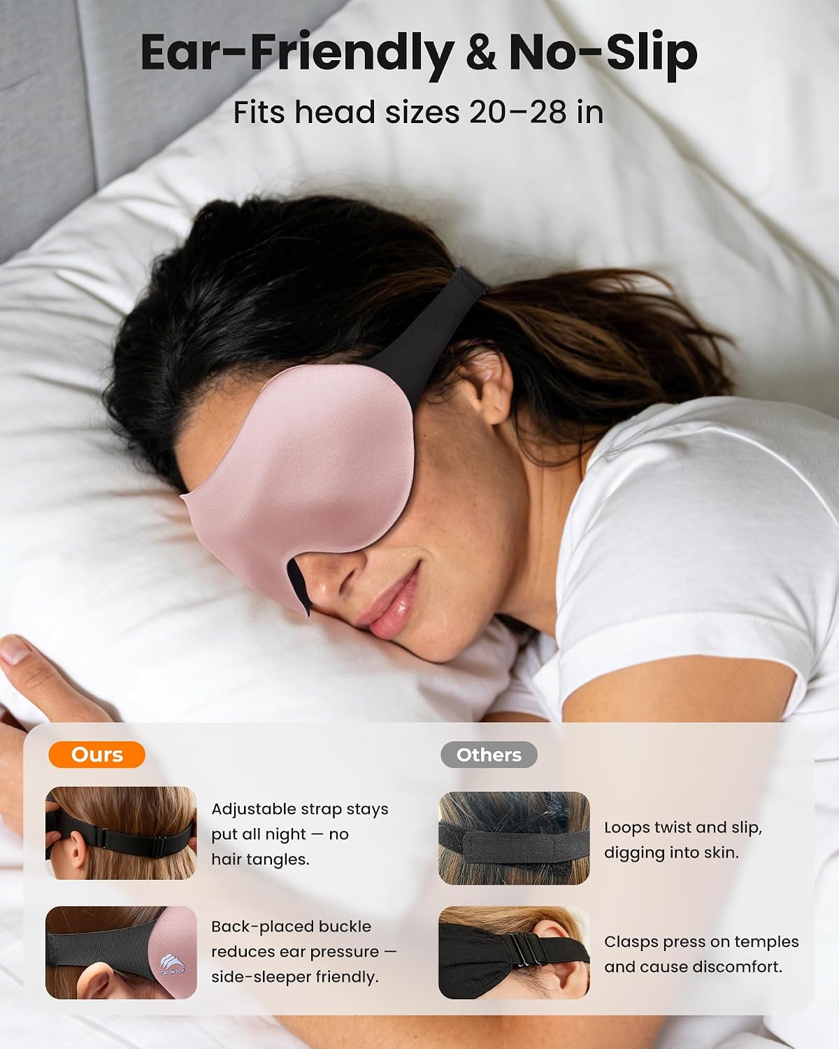 3 Pack Sleep Masks for Side Sleepers, True Blackout 3D Eye Mask for Sleeping, Zero Eye Pressure, Lash-Friendly, Adjustable Soft Eye Cover for Women Men, Travel Night Blindfold