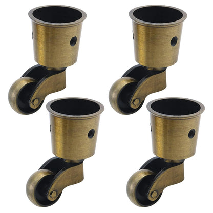 Semetall 4PCS Swivel Caster Wheels Square Cup Furniture Castors (Bronze) | 150kg Load Capacity, with Screws for Piano Feet, Sofa, Table, 1.02 Inch (26mm) Wheels