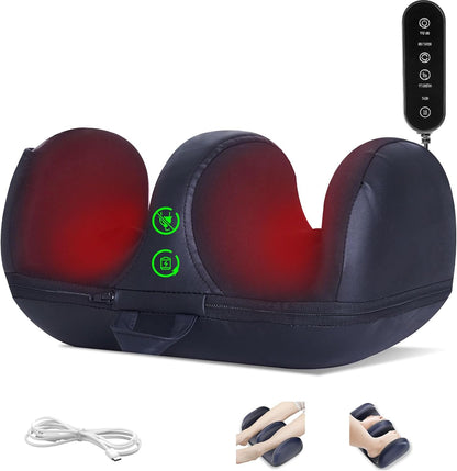 LINGTENG Foot Massager, Heated Foot Massager (Agate Black) | Deep Kneading-Detachable Washable-Home Office Underdesk-Men Women Parent Senior-Birthday Anniversary Christmas Valentine Gift