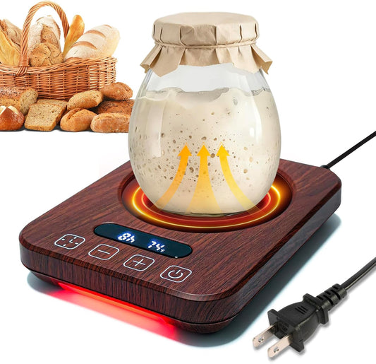 Coffee Mug Warmer, 36W, 120–180°F, 1–12H Timer | 7 heat levels, fast metal heating plate, digital touch control, 8H auto shut-off, wood-grain finish for desk use