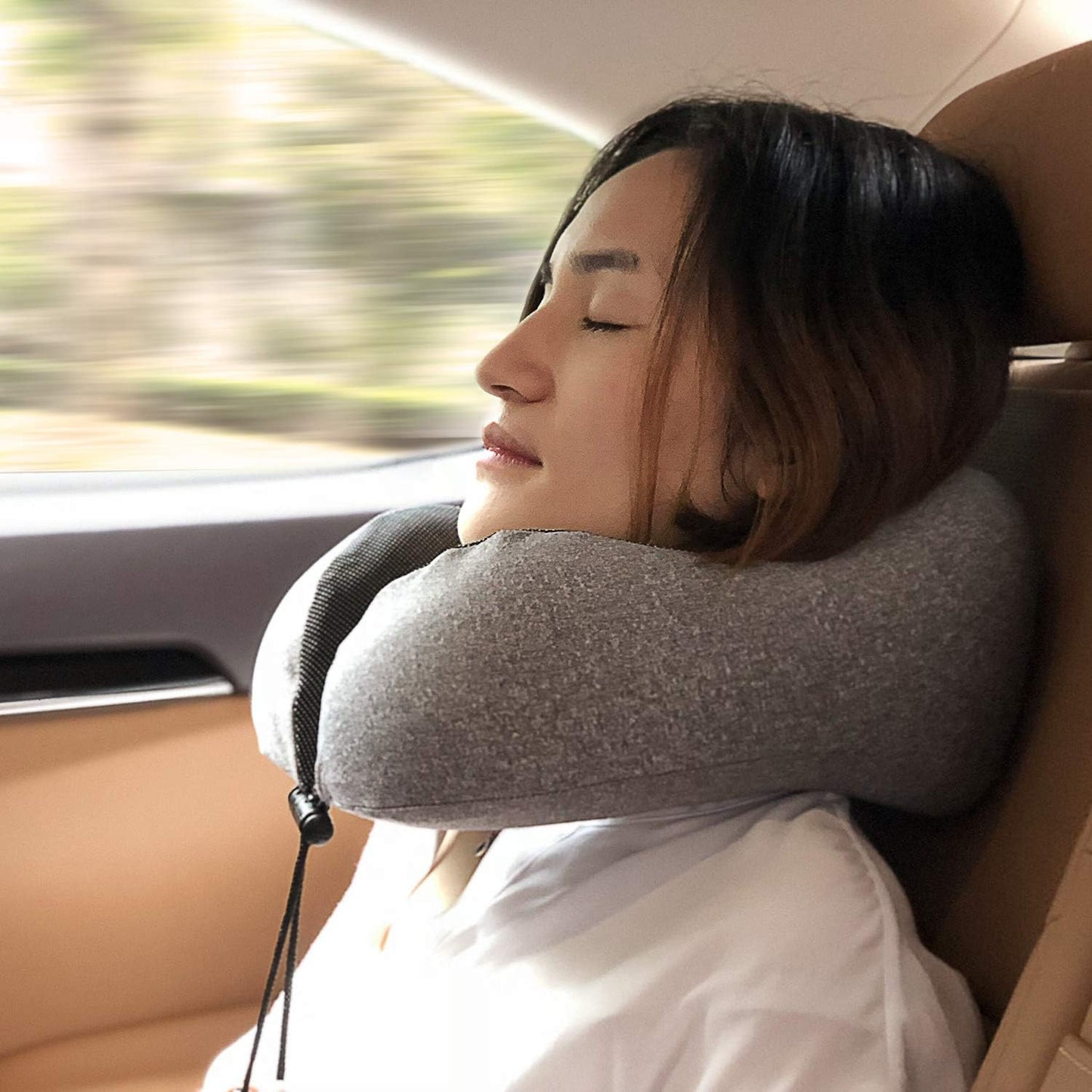 MLVOC Airplane Travel Neck Pillow for Sleeping, 3D-Eye Mask & Earplugs Kit | Curved Neck & Chin Support, Rope Lock Fit, Memory Foam Keeps It’s Shape, 3-in-1 Ki Includes: Eye Mask + Earplugs