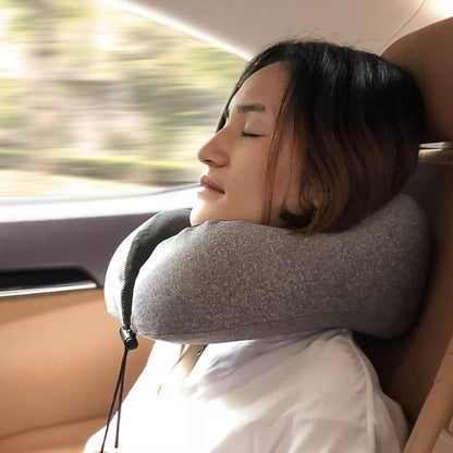 MLVOC Airplane Travel Neck Pillow for Sleeping, 3D-Eye Mask & Earplugs Kit | Curved Neck & Chin Support, Rope Lock Fit, Memory Foam Keeps It’s Shape, 3-in-1 Ki Includes: Eye Mask + Earplugs