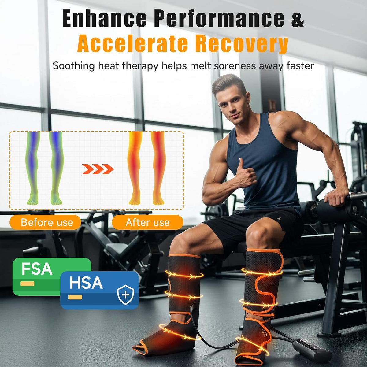Leg Compression Massager with Heat for Circulation and Pain Relief