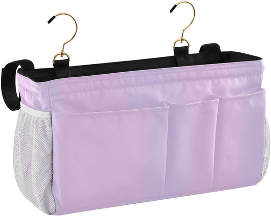 YETTASBIN Purple Bedside Caddy Hanging Storage Organizer Bag with 2 Straps & Hooks for Bunk Beds, College Dorm, Hospital Bed - Holder for Books, Phone, Magazine, Glasses, Keys