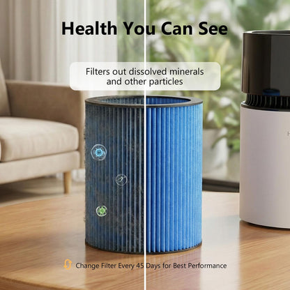 Mist-Free Evaporative Humidifier for Bedroom, Top Fill Humidifier Work with Tap Water, Touch Control,USB Powered, Sleep Mode, Night Light,1–8H Timer, Easy-Clean Design for Home Office-3L