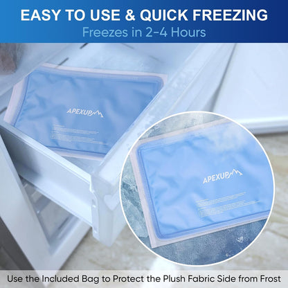 Gel Ice Packs for Injuries Reusable, Flexible Double Sided Cold Packs for Injuries, Ice Pack for Knee, Shoulder, Back, Hip, Leg, Arm (Blue, 8"x5.5", 1PK)