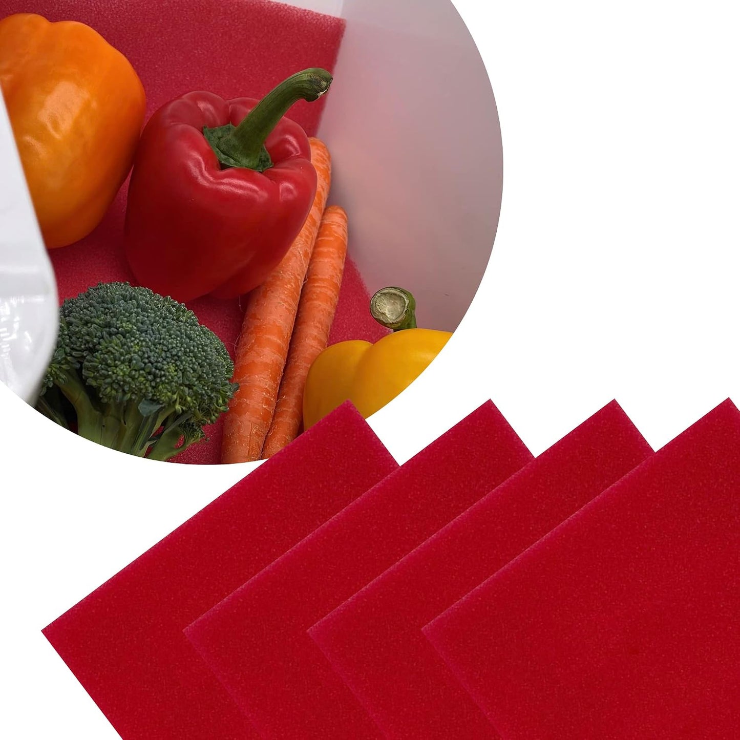 Bluapple FreshMats - Refrigerator Bin Liners, Fridge Drawer Mats - Keeps Produce Fresh Longer, Prevents Bruising, Promotes Air Circulation - BPA-Free Polyurethane Foam - (4-Piece Set, 12"x15", Green)