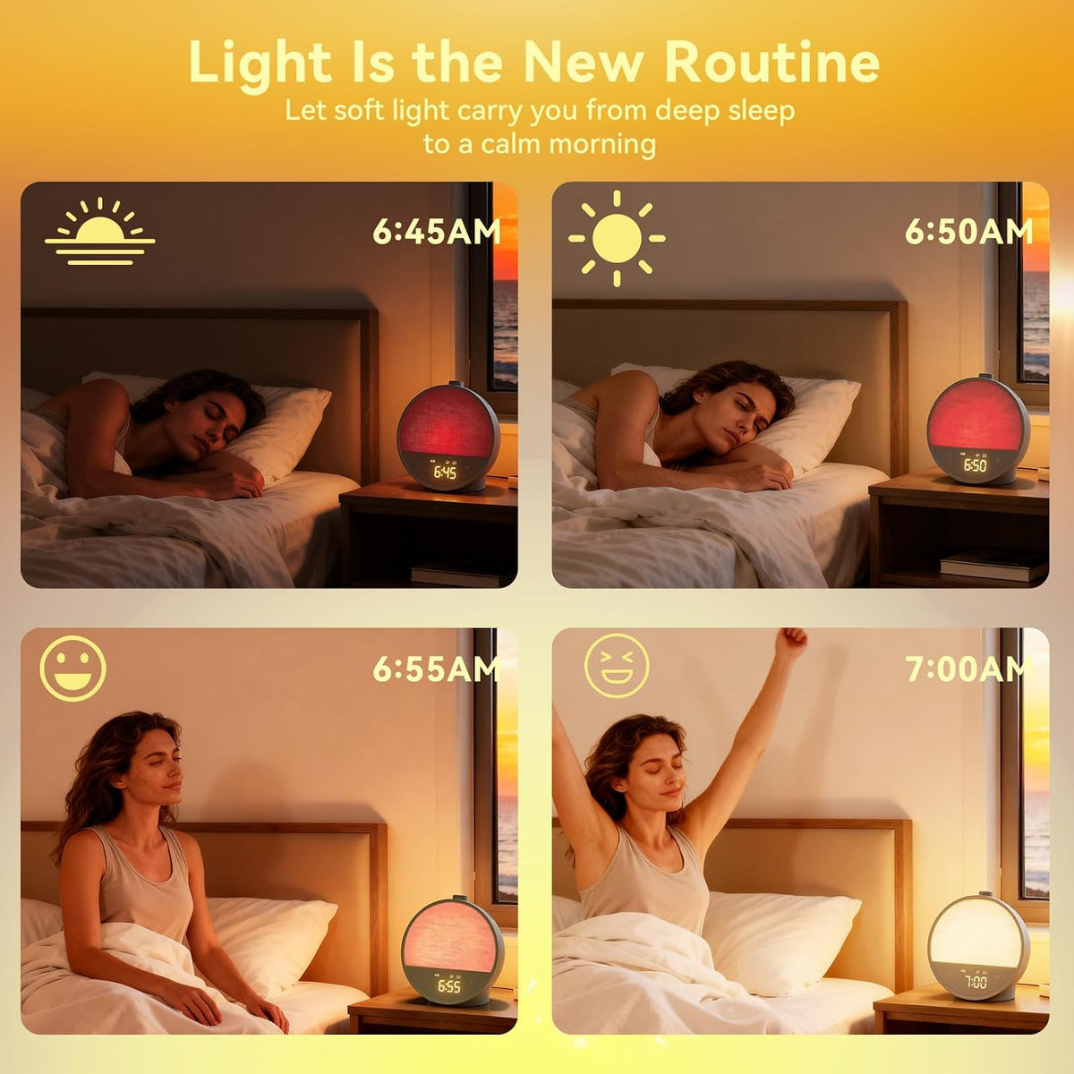 Vivilumens Sunrise Alarm Clock for Bedroom, White Noise Sound Machine