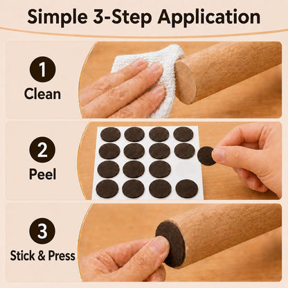 Felt Furniture Pads, 104 Pcs Self Adhesive Floor Protectors for Chairs | Protects Hardwood Floors from Scratches, Reduces Noise, Fits Furniture Feet, Tables, Cabinets & Sofas – 104 Pcs Mixed Sizes