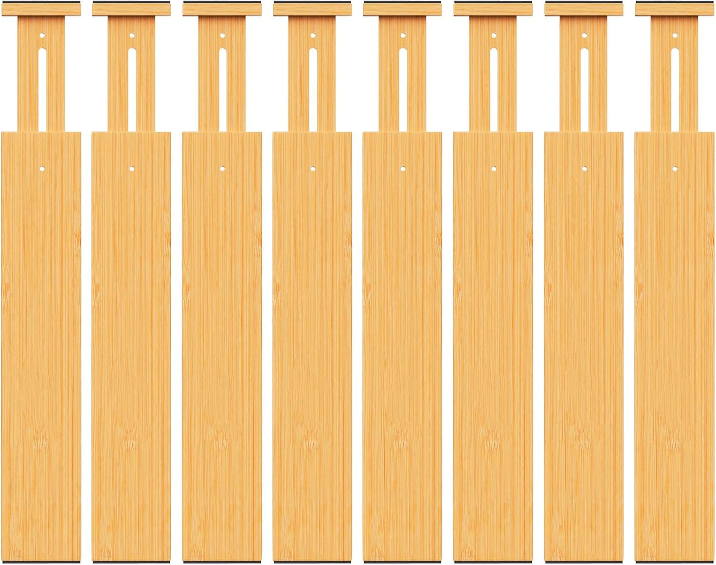 Bamboo Drawer Dividers Organizers, 2.56" High, 17"-21.8" Adjustable, 4 Pack | Expandable Separators, Great for Utensils, Kitchen, Bedroom, Dresser and Office Storage