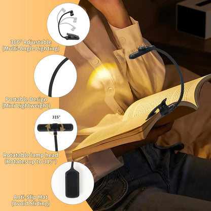 Rechargeable Book Light, Clip-On LED Reading Light, Eye-Caring