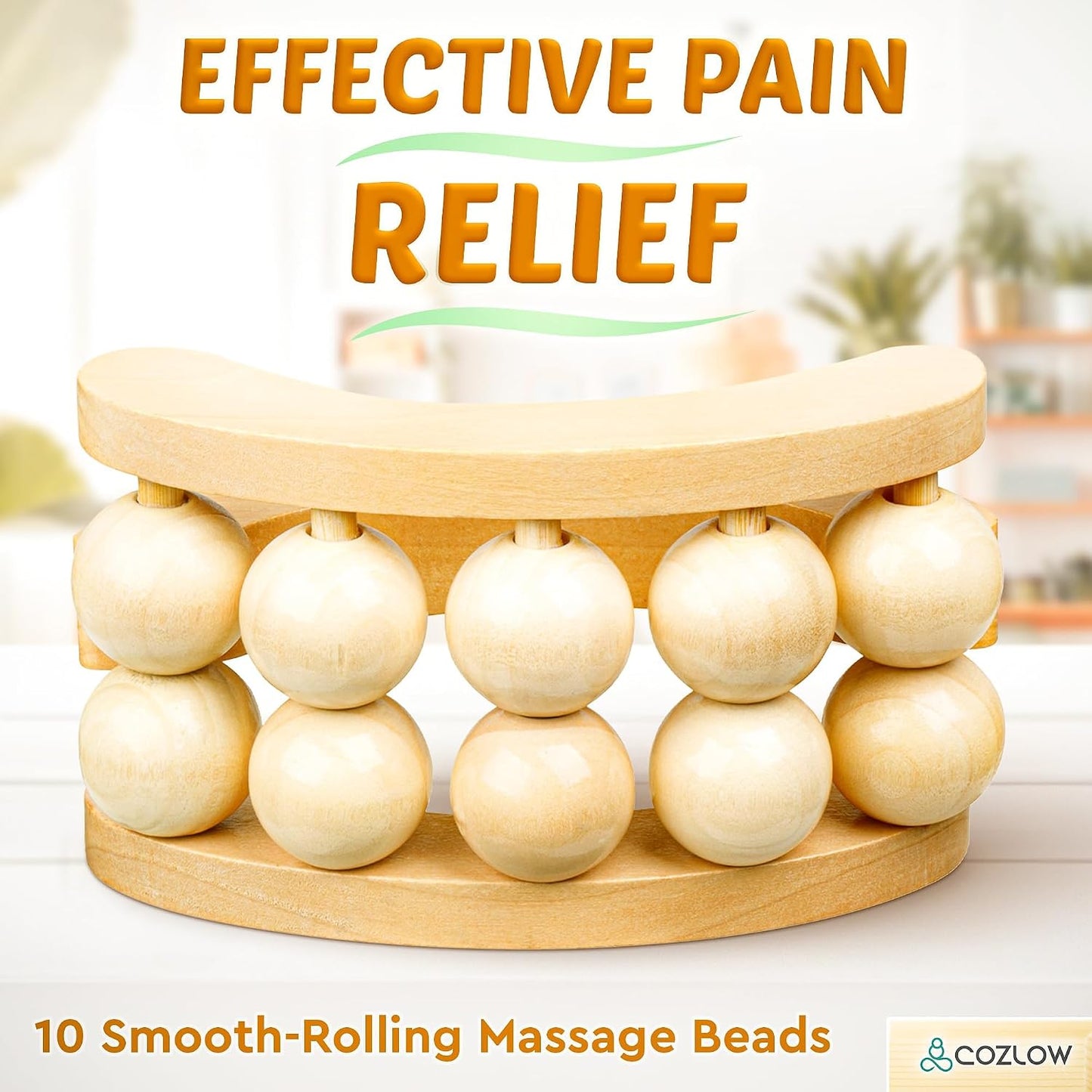 Handheld Lymphatic Drainage Massager - May Reduce Appearance of Cellulite | Cozlow manual massage tool w/ 7 rolling balls, helps support lymph system care, promotes healthy circulation & smoother skin
