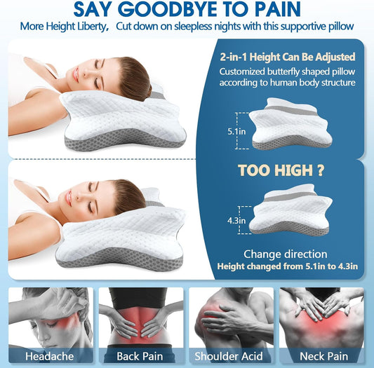 CHxxy Memory Foam Pillows, Cervical Pillow for Neck & Shoulder Pain Relief