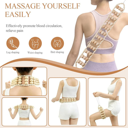 3Pcs Wood Therapy Massage Tools Lymphatic Drainage Massager Wooden Massager Body Sculpting Tools for Maderoterapia,Anti-Cellulite,Pain Relief(3-in-1 Massager)