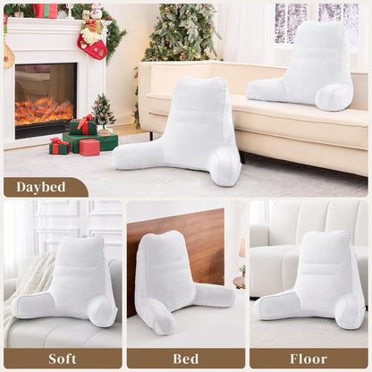 Sasttie Reading Pillows for Sitting in Bed Adult, Back Pillow Bed Sitting Up, Back-Rest Support Cushion for Sit Up on Couch, Sofa, and Floor, Dorm Essentials, Oeko-Tex Certified, Dark Grey