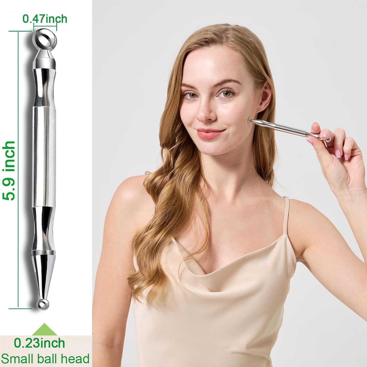 Stainless Steel Dual Head Facial Reflexology Tools,Body Point Probe Pen &Trigger Point Massager Tool for Deep Tissue (P-L)
