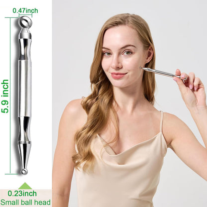 Stainless Steel Dual Head Facial Reflexology Tools,Body Point Probe Pen &Trigger Point Massager Tool for Deep Tissue (P-L)