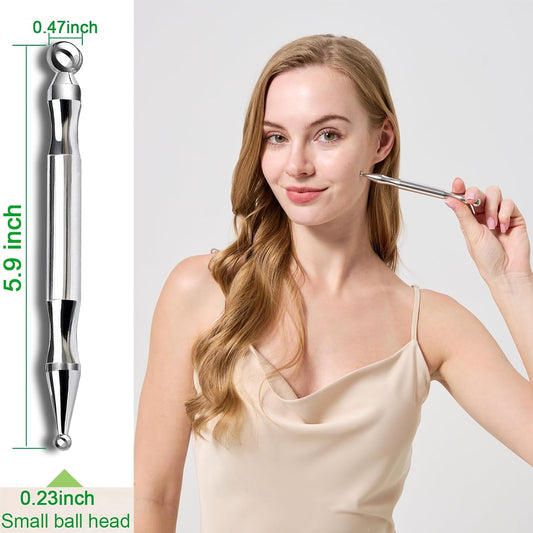 Stainless Steel Dual Head Facial Reflexology Tools,Body Point Probe Pen &Trigger Point Massager Tool for Deep Tissue (P-L)