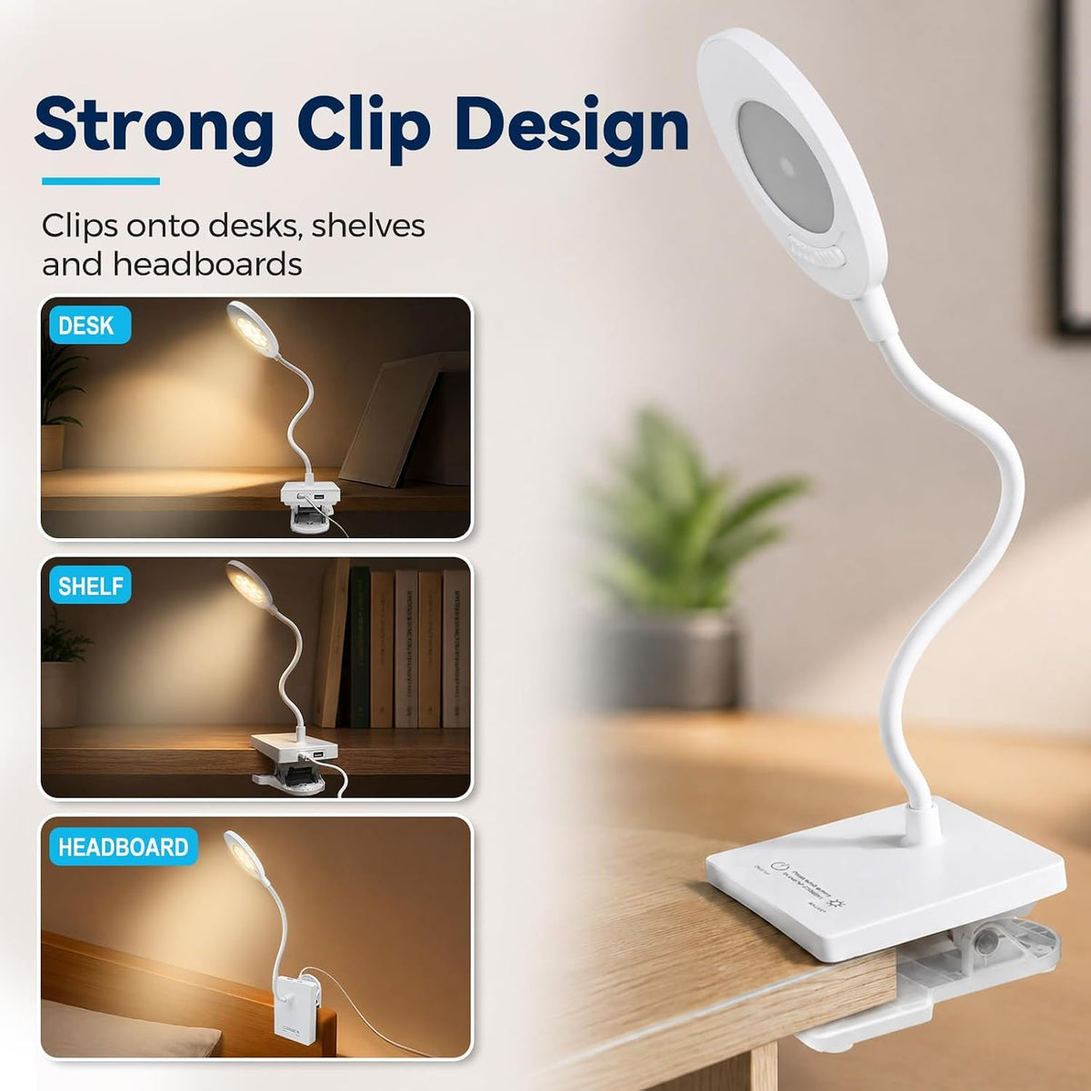 Shabbos Lamp, 2-in-1 Desk & Clip-On LED Shabbat Lamp, Adjustable Cover, 360° Flexible Gooseneck, 3 Color Modes & Adjustable Brightness, USB Plug-in Table Lamp for Bedside, Desk, Living Room, Study