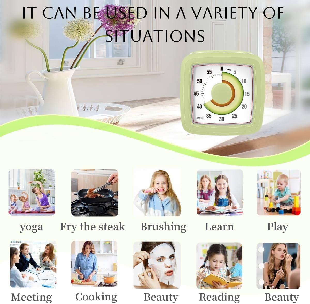 Kids Visual Timer for Kitchen,Classroom,Cooking,Learning,Bedroom,Office, 60-Minute Countdown Pomodoro Timer for Kids with Autism ADHD (Watermelon Style)