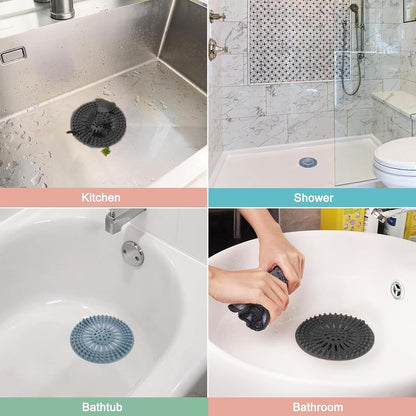Gotega 5 Pack Sink Drain Strainer, Hair Catcher for Bathroom Tub Shower | Sink Hair Catcher Shower Drain Durable Silicone Hair Stopper Shower Drain Cover Hair Trap, Bathroom Sink Replacement