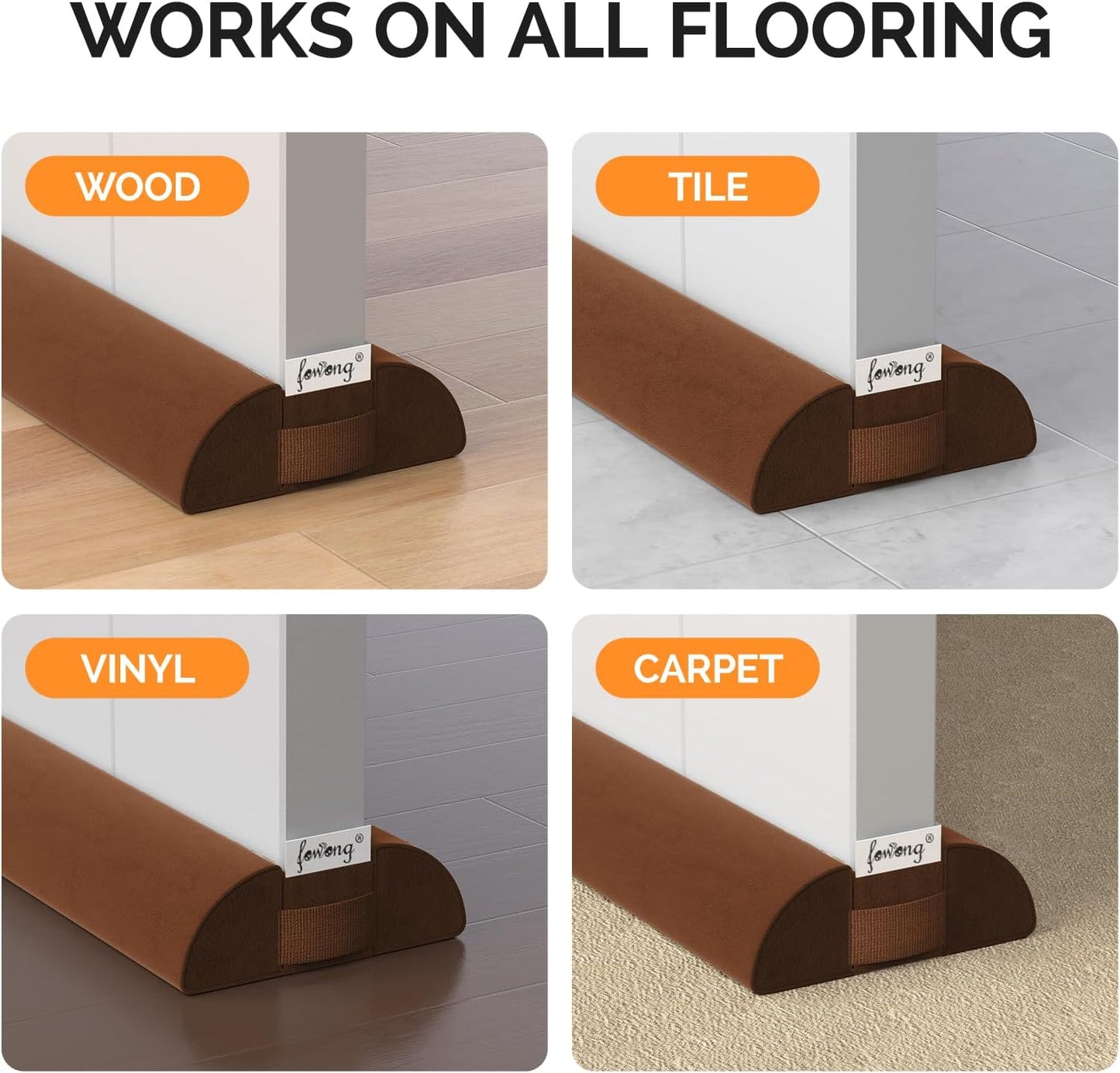 fowong Door Draft Stopper 36" Adjustable Under Door Draft Stopper Soundproofing 30 Inch to 36 Inch Triangle Noise Blocker Seal Large Gap up to 1.7", Easy to Install Grey