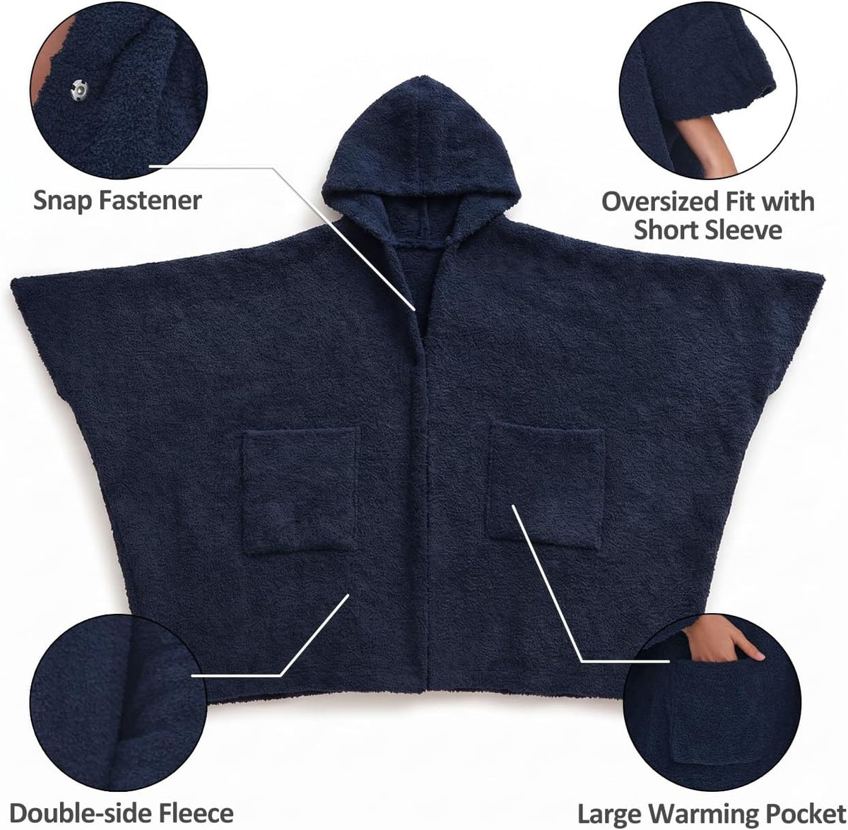 WDCOZY Wearable Blanket Hoodie Poncho Throw Comfy Soft Warm Cape Shawl Cozy Cloak Wrap Hooded with Sleeves For Women Adults