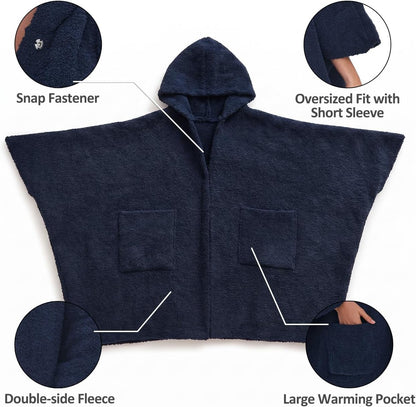 WDCOZY Wearable Blanket Hoodie Poncho Throw Comfy Soft Warm Cape Shawl Cozy Cloak Wrap Hooded with Sleeves For Women Adults