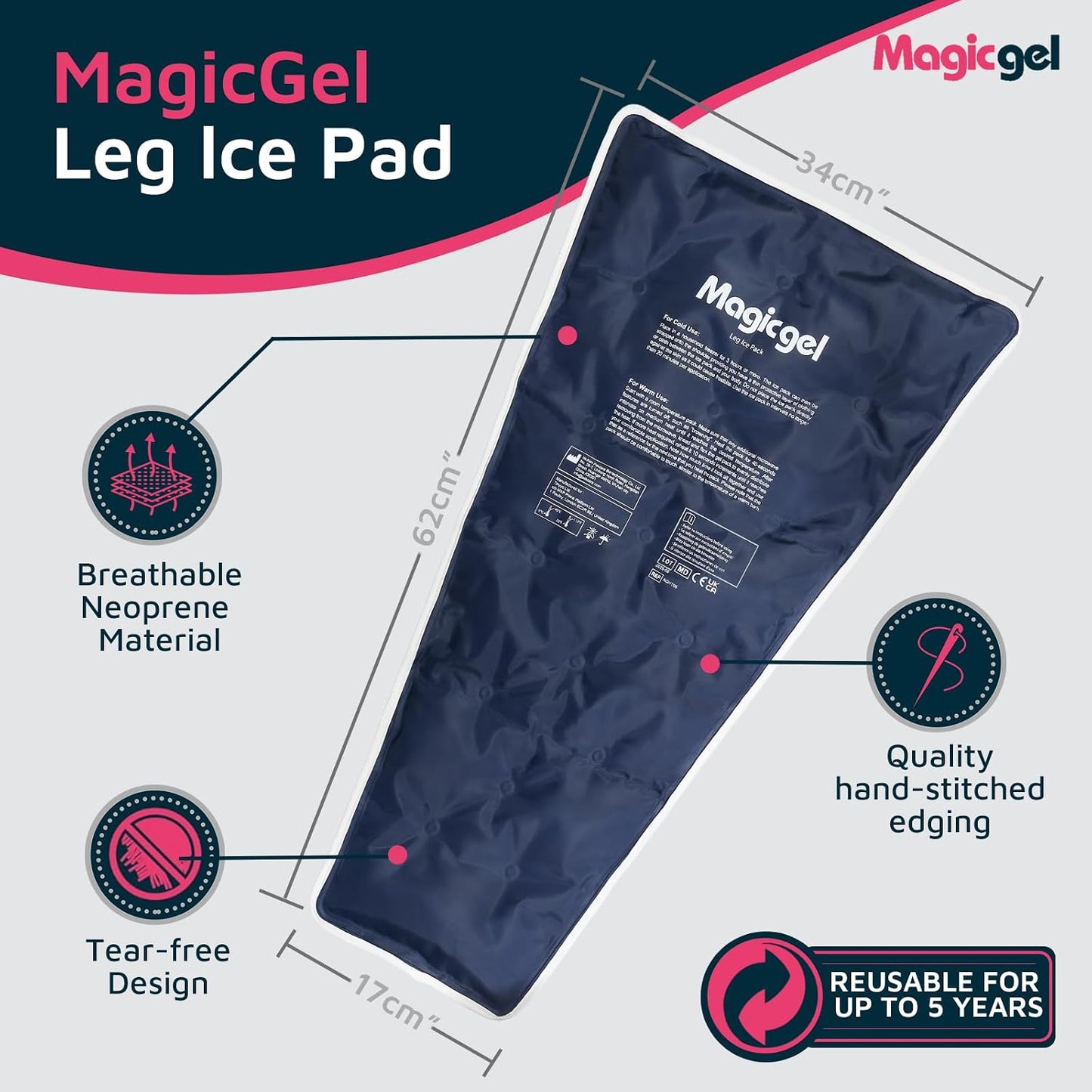 Magic Gel Leg Ice Pack - Professional Cold Therapy - Wrap Around Shin Ice Packs - Full Leg Ice Pack Wrap Around Entire Leg - Cool Down Your Legs Shins Hamstrings - Ice Packs Sleeve