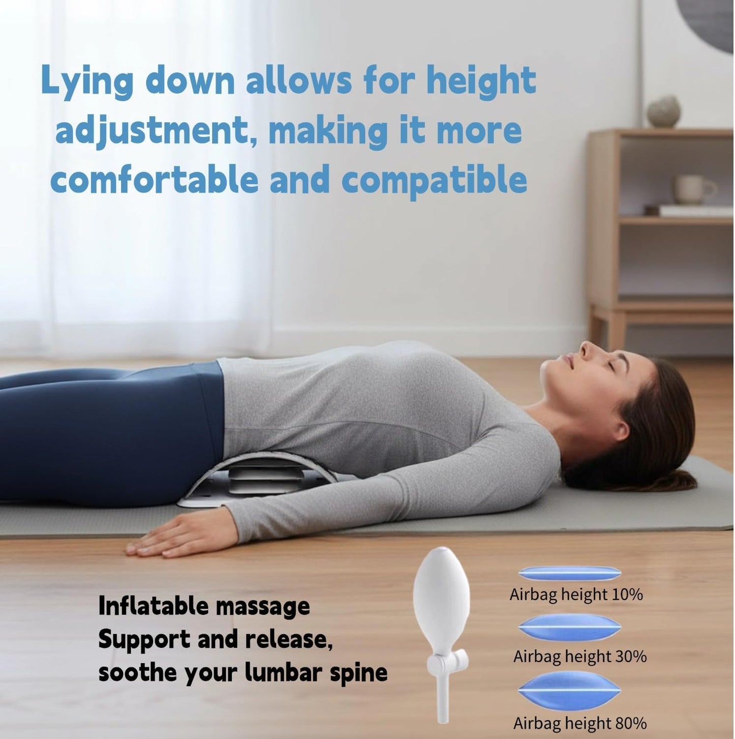 Back Stretcher for Lower Back Pain Relief, Adjustable Lumbar Traction Device, Spinal Decompression Board with Acupressure Points, Posture Corrector for Women and Men