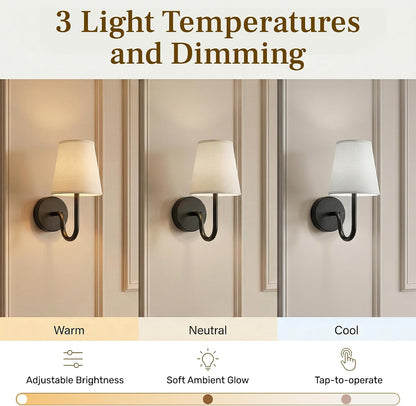 Bell+Howell 2 Pk Rechargeable Wall Sconces Set of Two - Gold