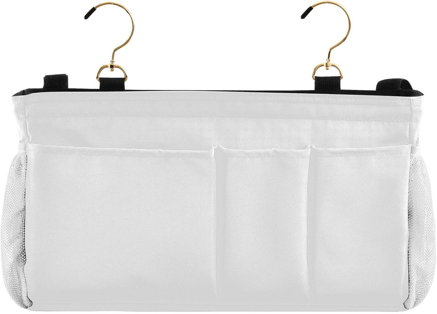 Black Bedside Caddy Storage Bag Bedside Organizer for Bed Rails College Dorm Room Organizer Caddy Hanging Shelf 6 Pockets with Hooks for Drinks Magazine Phone Holder