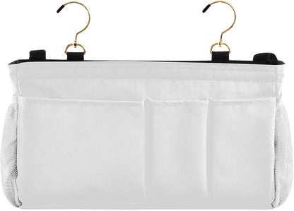 Black Bedside Caddy Storage Bag Bedside Organizer for Bed Rails College Dorm Room Organizer Caddy Hanging Shelf 6 Pockets with Hooks for Drinks Magazine Phone Holder