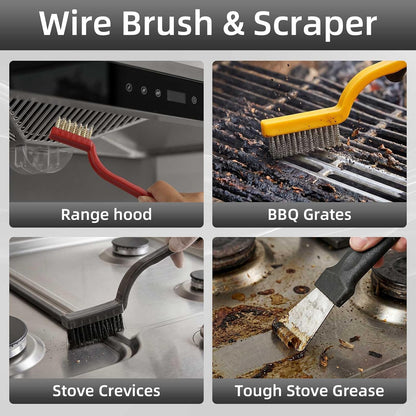 Crevice Cleaning Brush, Hard Bristle Cleaning Tool with Scraper, Grout Brush kit for Bathroom, Kitchen, Sink, Faucet, Window Grooves, Bottles, Blenders, 12Pcs