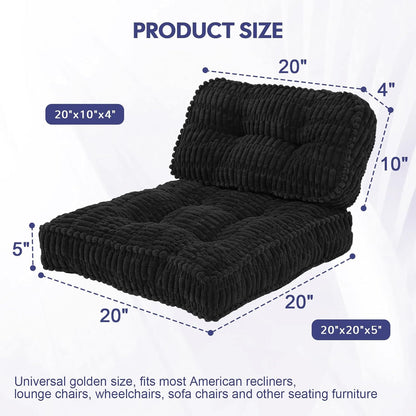 idee-home Recliner Cushions with Lumbar Support Pillow Set for Elderly | 20x20x5 Inch Recliner Seat Cushion Tufted, Large Square Seat Cushion Non-Slip Reduce Hip & Lumbar Pain