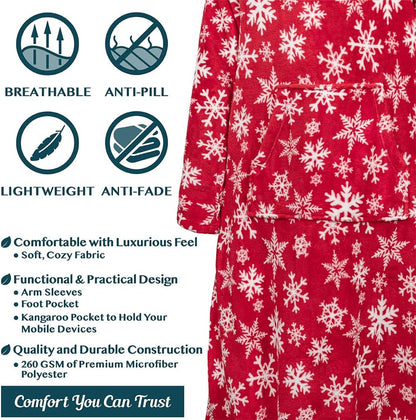 PAVILIA Fleece Blanket with Sleeves, Foot Pockets for Women Men Adults, Plush Wearable Blanket Throw Wrap, Warm Snuggle Blanket Robe, Cozy Gift Ideas Wife Mom, Dark Purple