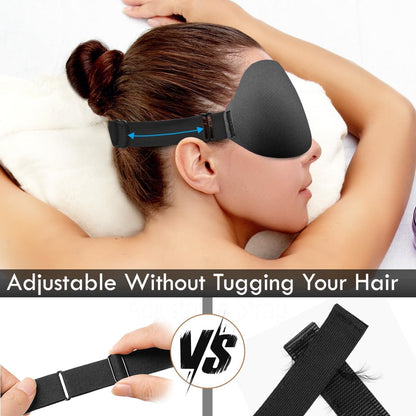 DTS Eye Sleep Mask for Side Sleepers Men Women Zero Eye Pressure 3D Cups Complete Light Blocking Night Blindfold with Adjustable Strap Shade Cover Sleeping Mask for Travel Nap Work Home (Black)