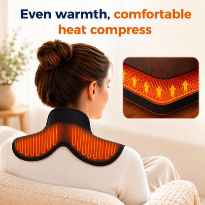 Cordless Electric Heating Pad for Neck & Shoulder, 5000mAh Rechargeable Neck Heating Pad with 3 Heat Levels 3 Time Settings, Portable Small Thin Mini Heated Neck Wrap (Black)