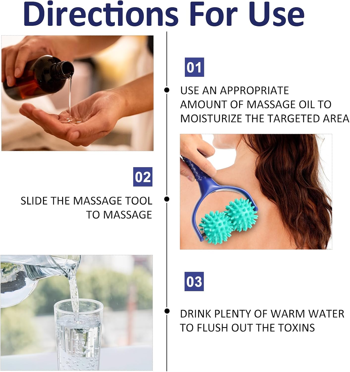 Spiky Massage Balls Rollers with Dual Ball Design, Manual Massage Stick | Lightweight and Portable Point Muscle Massages Tool with Ergonomic Handle, Pain Relief for Back Neck Shoulder Leg